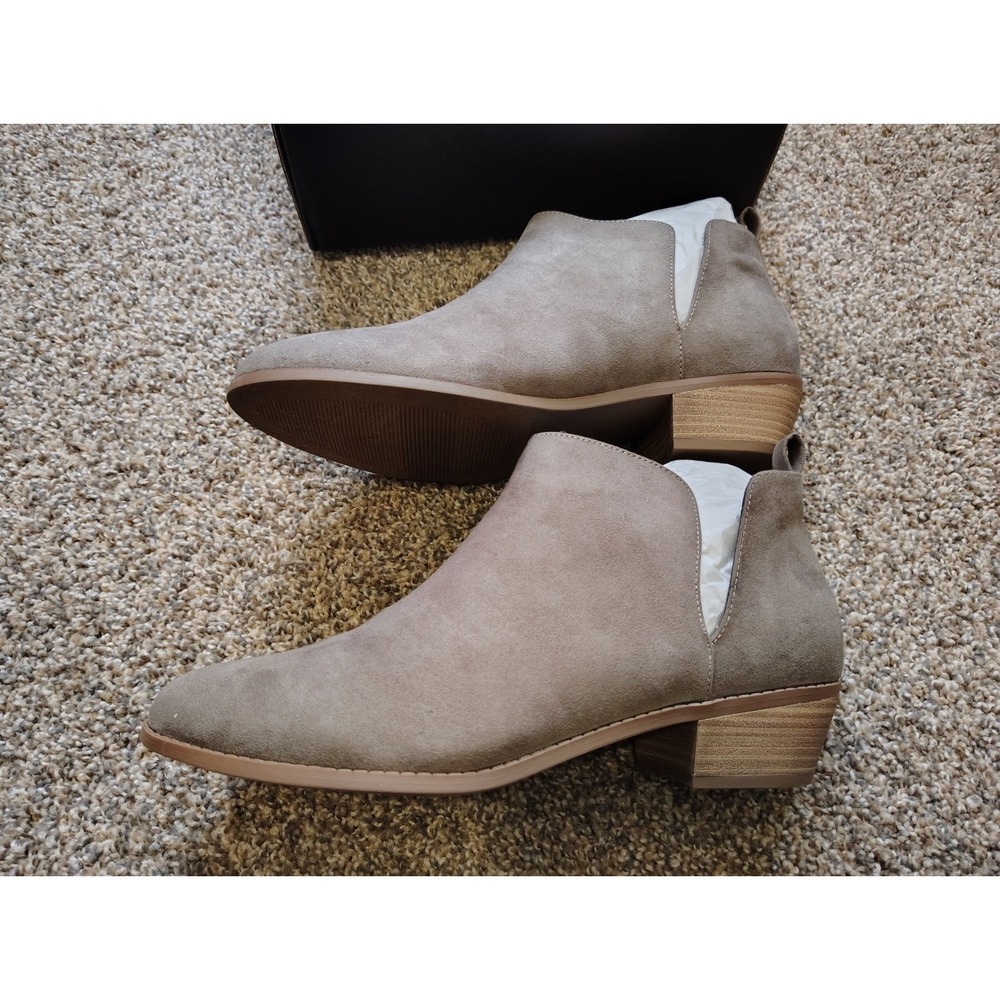 Lane Bryant Taupe Faux Suede Side Cutout Ankle Boots 12W Low Block Heel New